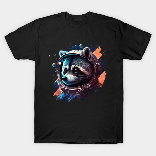 raccoon in space T-Shirt by a cat cooking
